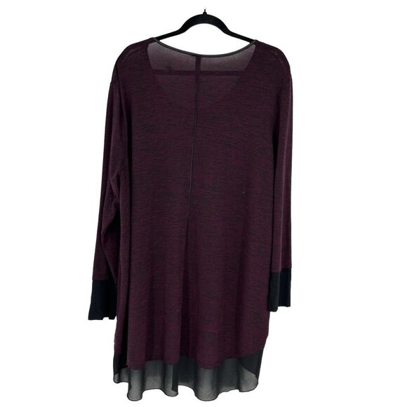 Melissa McCarthy Seven7 Tops - Melissa McCarthy x Seven7 Women’s Tinic Top Plus Size 2X Dark Red Chiffon Trim